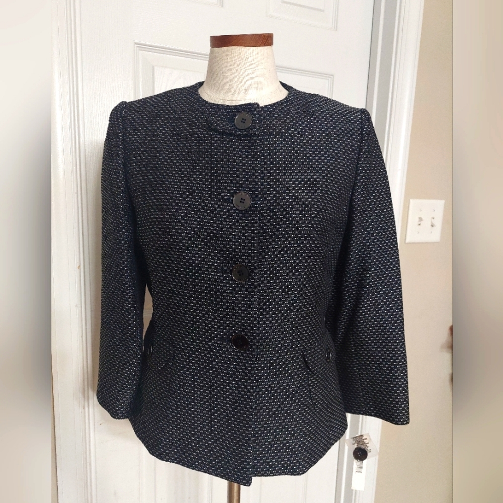 Alex Marie Tweed Black Blazer Sz 6